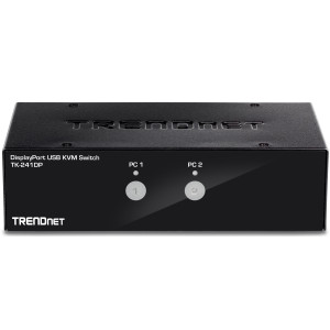 TRENDnet TK-241DP 2-Port Desktop KVM Switch, 3840 x 2160 @ 60Hz resolution, 2 USB 2.0